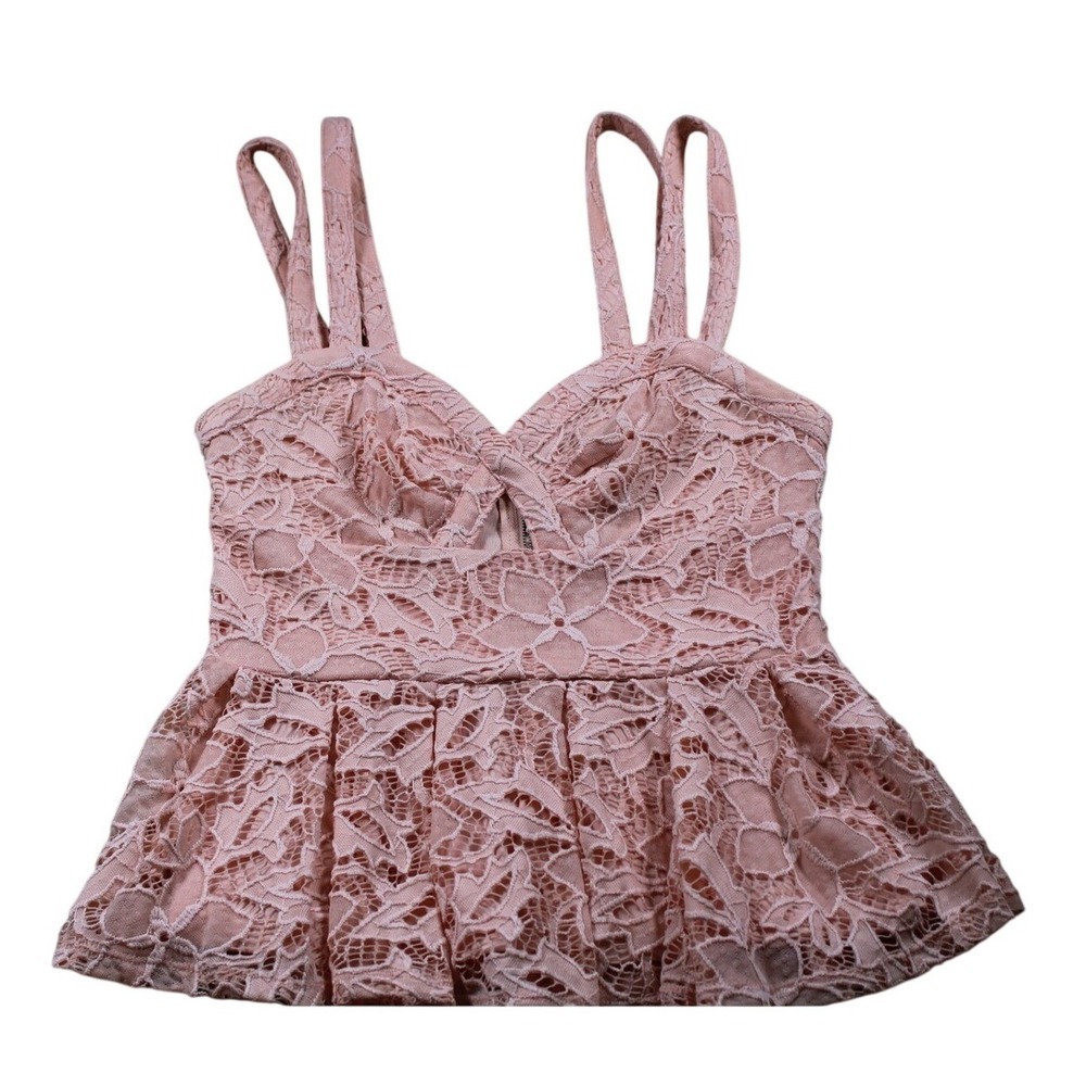 Balletcore Floral Lace Peplum Cami M Pink Babydoll Coquette Y2K Girly Romantic
